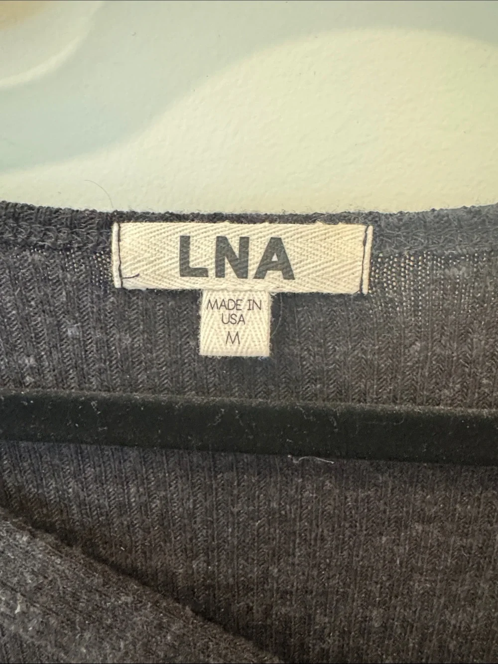 LNA Black Cross-Detail V-Neck Long Sleeve Top